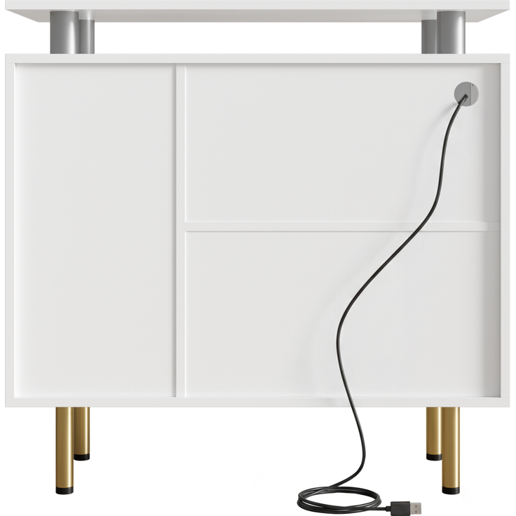 DESVIAE Sideboard mit LED-Beleuchtung und Glastüren 80x80x35 cm Spanplatte Weiß – Bild 9