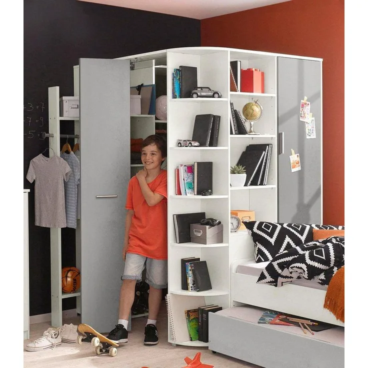 Wimex 'Joker' Eckschrank, begehbar, weiß/beton/lichtgrau