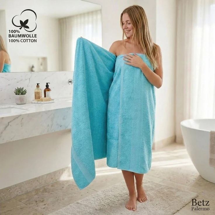 Betz Badetuch 2 Stück Badetücher PALERMO Größe 100 x 200 cm, 100% Baumwolle (Set), Badetuch – Bild 3