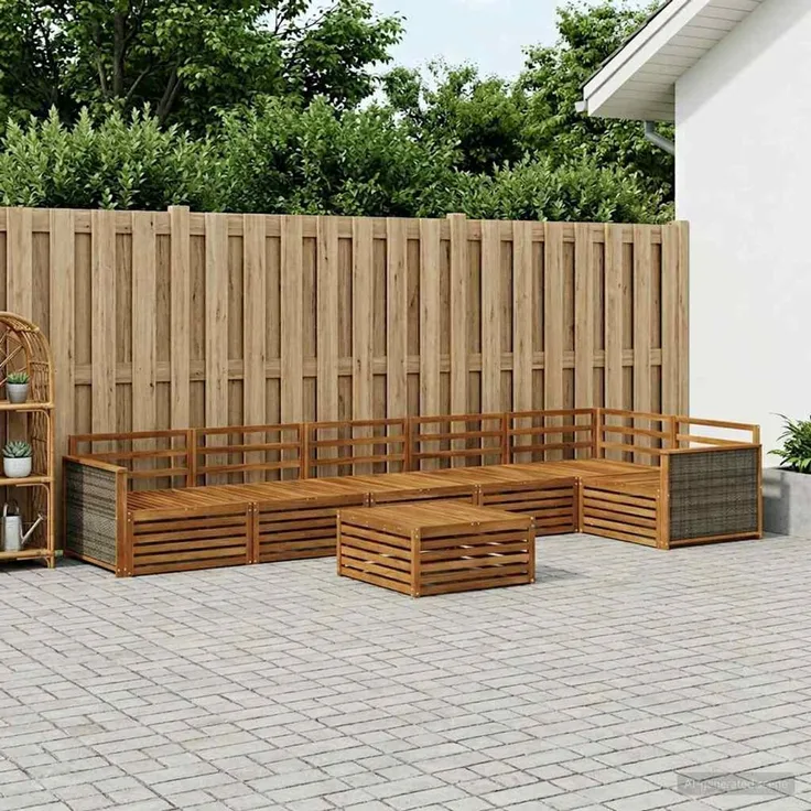 vidaXL Outdoor-Sofagarnitur 7 stk. 6-Sitzer Natur Massivholz Akazie 3383437