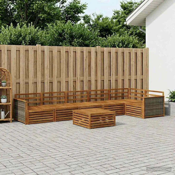 vidaXL Outdoor-Sofagarnitur 7 stk. 6-Sitzer Natur Massivholz Akazie 3383437 – Bild 1