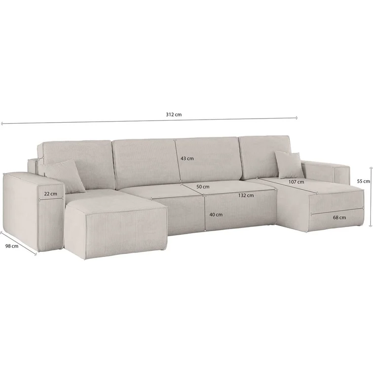 Kaiser Möbel Ecksofa mit schlaffunktion und bettkasten, Couch U-form BEST stoff Poso, Schlaffunktion, Bettzeugaufbewahrung, universal – Bild 2