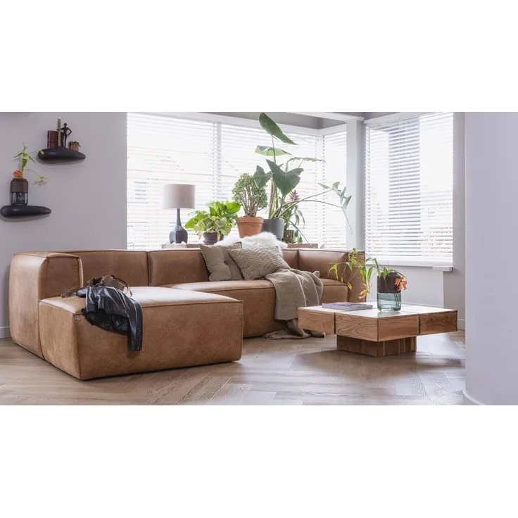 Ecksofa Bean Lederoptik, links Cognac