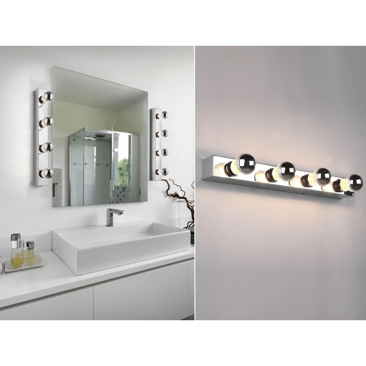 Retro LED Badezimmer Wandleuchte in Chrom 55cm - Spiegelleuchte – Bild 1