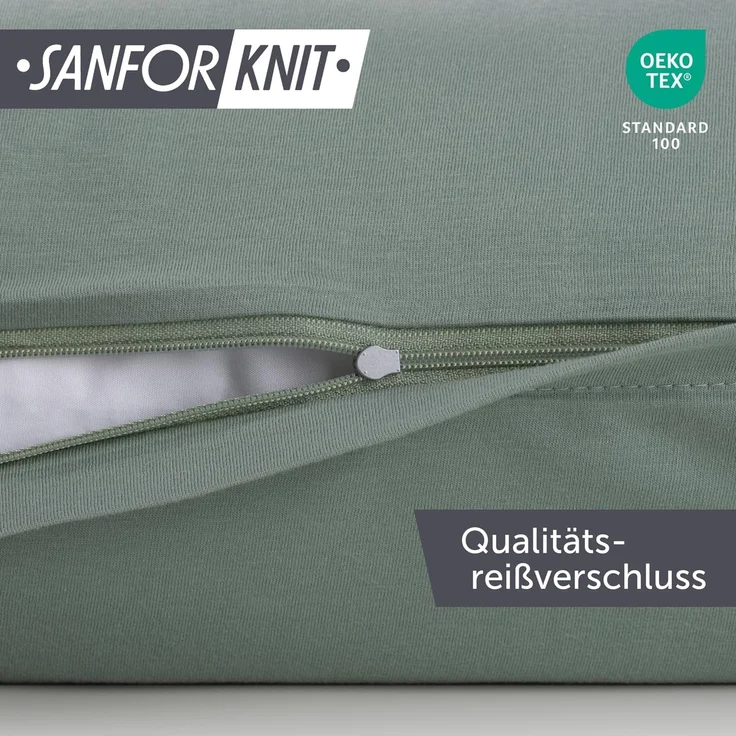 Blumtal Jersey Kissenbezug 40x70 im 2er Set - Oeko-TEX zertifizierte Kopfkissenbezüge 40x70 aus 100% Baumwolle - weiche Kissenhülle für Kissen 40x70 cm mit Reißverschluss - Hellgrün – Bild 3