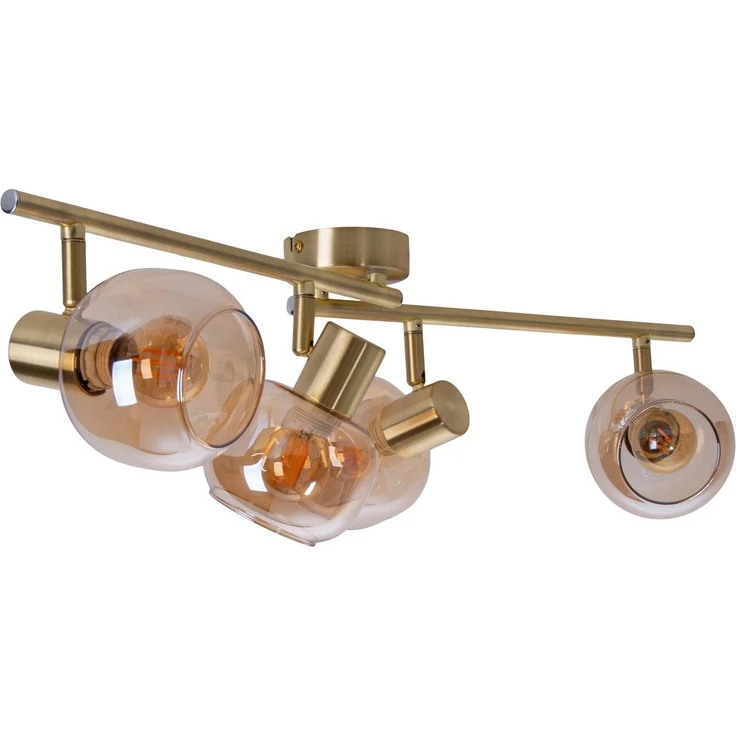 näve Deckenstrahler Libby, ohne Leuchtmittel, 2flg. flexibel verstellbar Glasschirme in amber getönt excl. 2xE14 – Bild 2