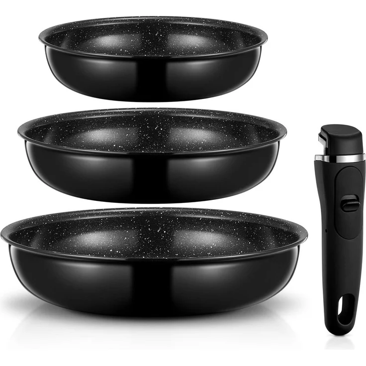 FOHERE Pfannen-Set Topfset 4-teiliges Antihaft-Pfannenset mit abnehmbarem Griff, (Set, 4-tlg) – Bild 1
