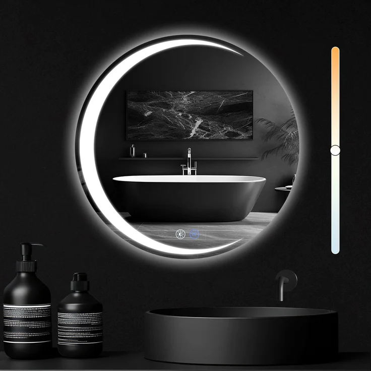 ZMH Runder Badezimmerspiegel mit Beleuchtung – 60 cm runder Wandspiegel LED IP44 runder Badezimmerspiegel mit Touch-Schalter und Antibeschlagfunktion – Bild 1