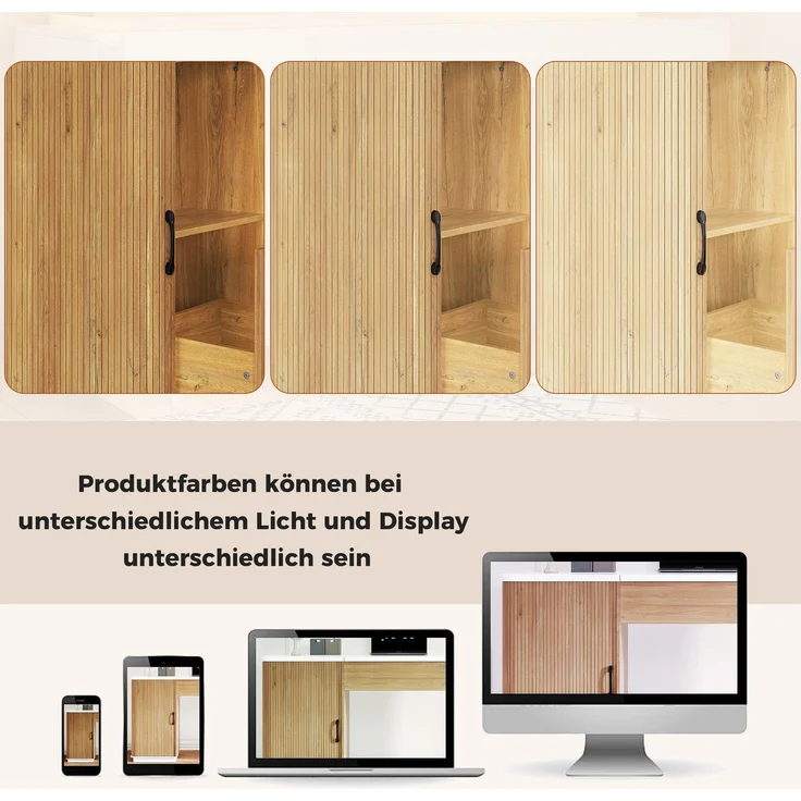 Modernes Büromöbel-Set & Schreibtisch-Set mit Aktenschrank – 140cm Computertisch mit Klappfach, Unterschränken & Rillendesign, Holzoptik & Weiß, Großer Arbeitsplatz für Home Office & Büro--Weißeiche--103.99x46.99x11.51cm--YOUDENOVA – Bild 9