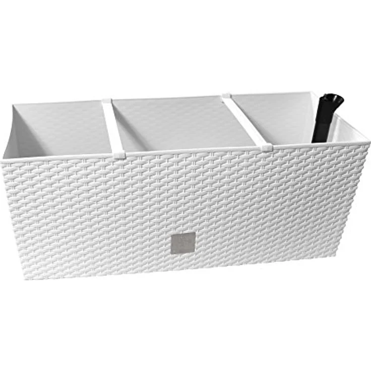 Terra Blumenkasten Rato aus Kunststoff mit Einsatz, weiss, 60 cm – Bild 2