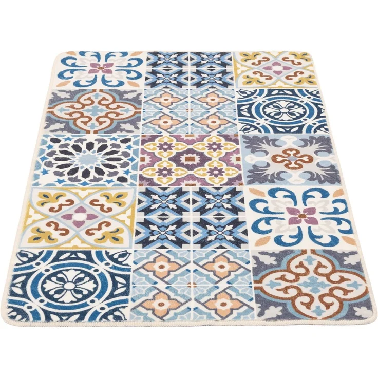 Gino Falcone Badematte Aquata GF-160, Badvorleger, Badezimmer Teppich, Höhe 7 mm, rutschhemmend beschichtet, fußbodenheizungsgeeignet, Kunstfaser, rechteckig, Badteppich, bedruckt, Fliesen Optik, rechteckig – Bild 2