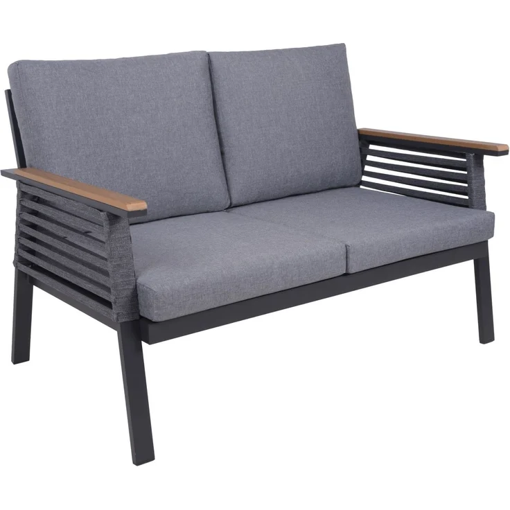 DENIA Lounge-Gruppe: Luxus-Outdoor-Set mit grauen Kissen und Tisch – Bild 2