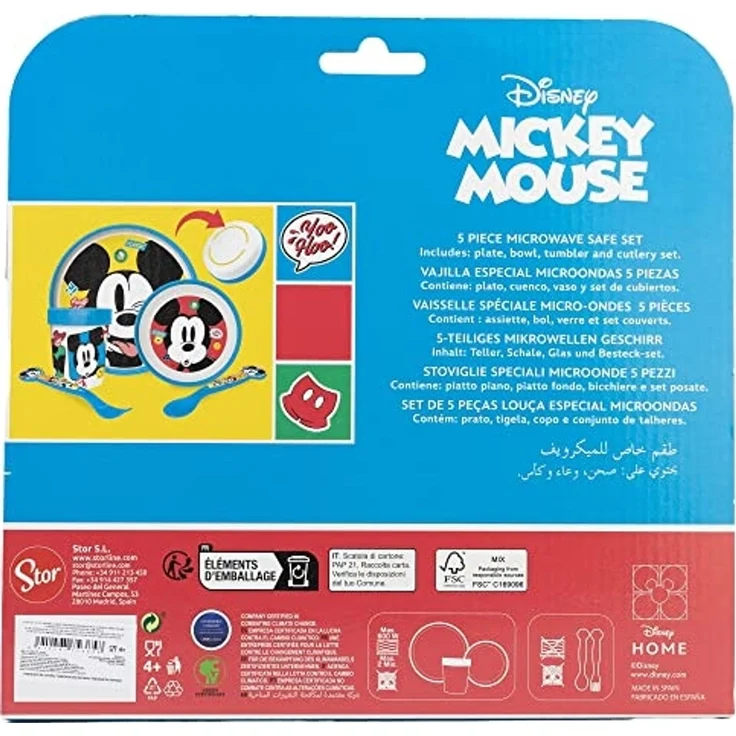 Disney Mickey Mouse Mikrowellengeeignet Kindergeschirr-Set – 5-teiliges Set mit Teller & Becher – Bild 3