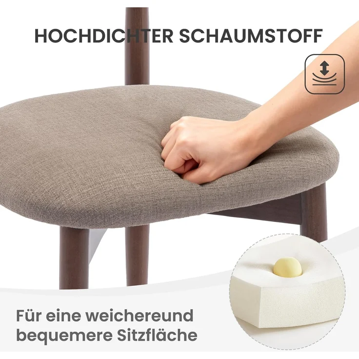 COLAMY Esszimmerstühle 4er Set, Polsternder Stühle Esszimmer mit Rückenlehne, Moderne Küchenstühle Gepolstert, Stoff Dining Chairs mit Back und Holzbeinen für Esszimmer, Küche, Restaurant, Kamel – Bild 5