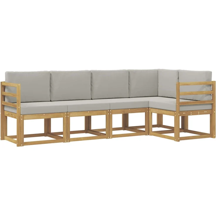 vidaXL Outdoor-Sofagarnitur 5 stk. 5-Sitzer Weiß und Hellgrau 3387615 – Bild 2