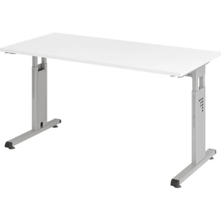 Schreibtisch C-Fuß 140x67 cm Weiß/Silber