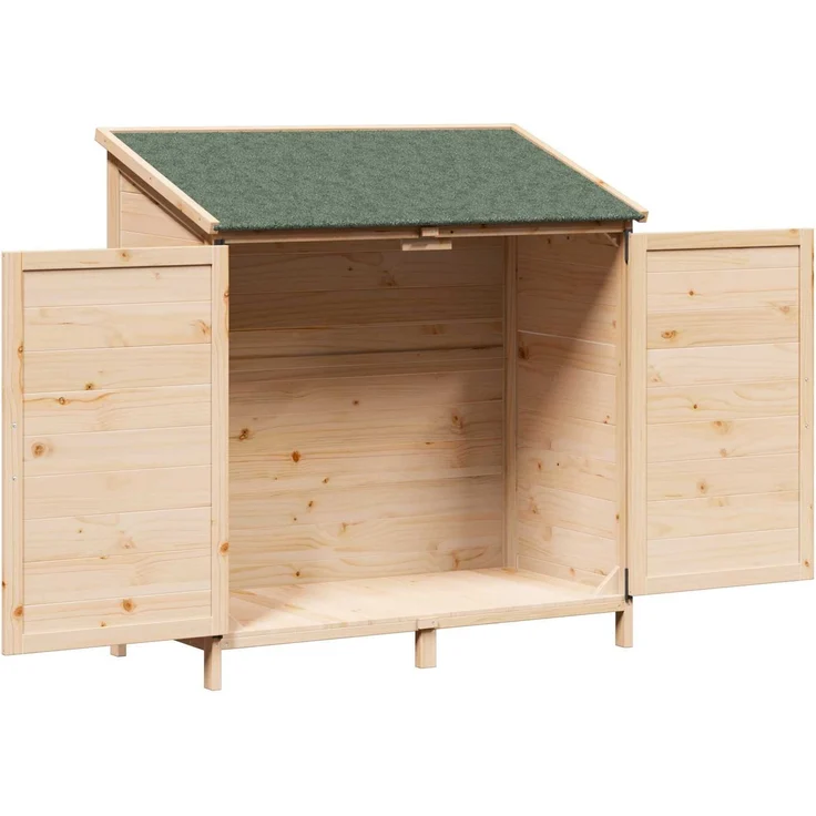 vidaXL Gartenschuppen mit Dach mit Schloss Natur 106,5 x 56 x 113,5 cm 42033440 – Bild 3
