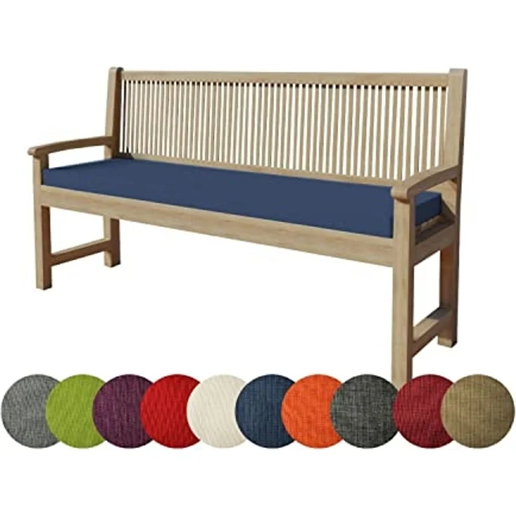 chilly pilley Bankkissen Bankauflage Polsterauflage Reißverschluss mit Schlaufen Kissen für Gartenbank für Gartenmöbel Sitzkissen & Rückenkissen Outdoor (120 x 60 x 5 cm, Dunkelblau) – Bild 1