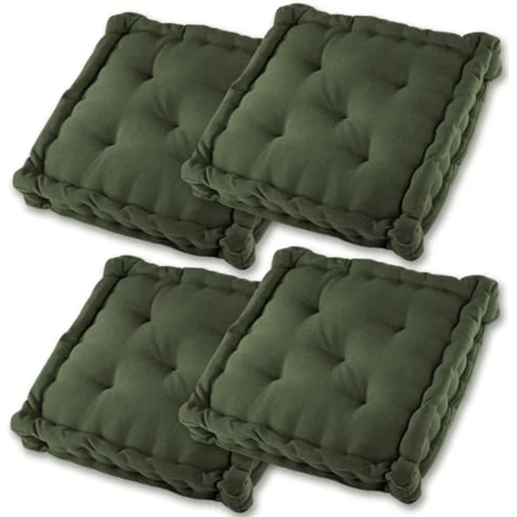 Gräfenstayn Sitzkissen 4er Set 40x40 cm mit 8 cm Polsterung aus 100 % Baumwolle -, robustes Sitzkissen für Indoor & Outdoor, bequemes Bodenkissen – Bild 9