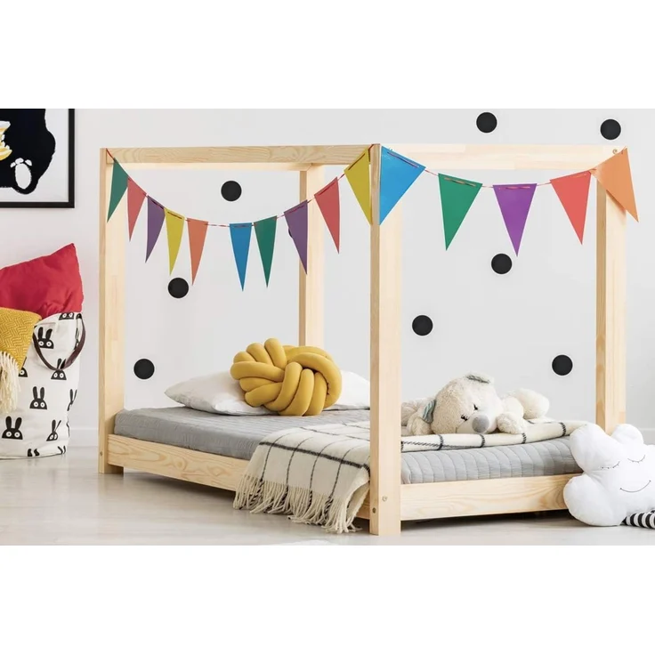 Selsey DALIDDA – Kinderbett Himmelbett mit Lattenrost Kiefernholz skandinavisch naturbelassen, 70x160 cm – Bild 3