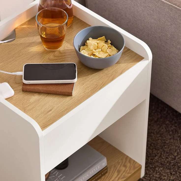 SoBuy FBT128-WN Nachttisch, MDF, Lackiert, Weiß, 42 x 55 x 40 cm – Bild 5