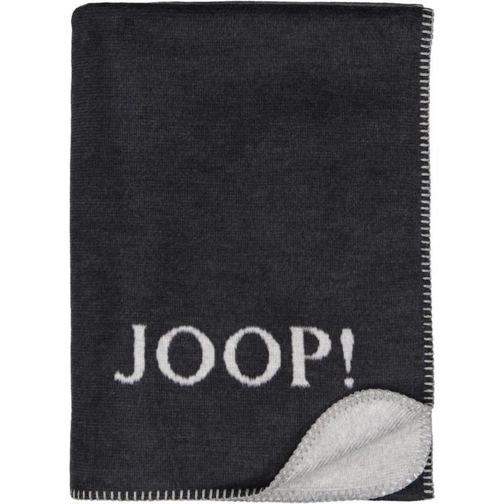 JOOP! Plaid / Decke MELANGE Doubleface Anthraz. -Silber 150x200 cm