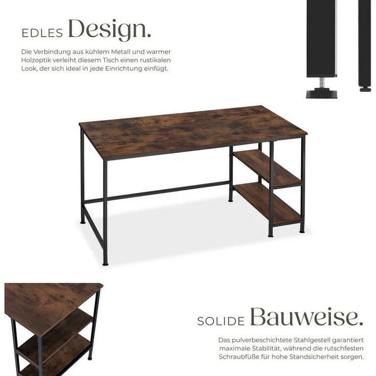 tectake Schreibtisch Computer-Schreibtisch (1-St, 1 tlg), Geradliniger Computer-Schreibtisch im minimalistischen Industrie-Stil – Bild 2