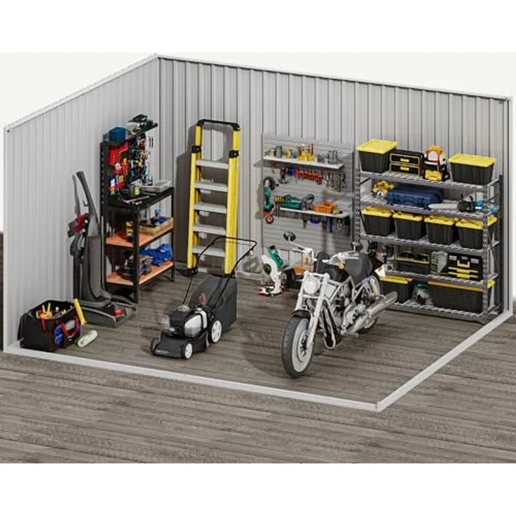 DWVO Großes Metall Gerätehaus 3x2,4 m, Stabiler Werkzeugschuppen für Garten, Terrasse & Hof, Ideal für Fahrräder, Gartengeräte & Rasenmäher, Wetterfest & Abschließbar, Braun – Bild 6