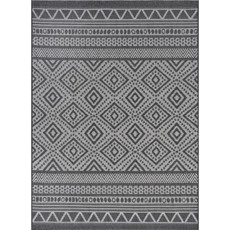 the carpet Calgary - robuster Teppich, Flachgewebe, modernes Design, ideal für Wohnzimmer, Esszimmer und Außenbereich, In- und Outdoor, Vintage-Optik, Boho-Style, Anthrazit, 240x340 cm – Bild 3