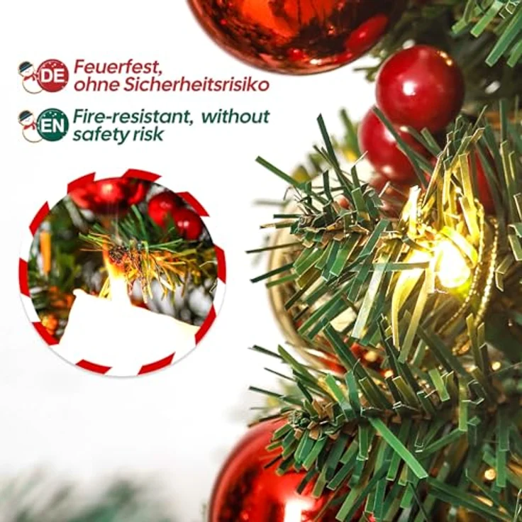 Yorbay Künstlicher Weihnachtsbaum Mini Weihnachtsbaum mit warmweiß LEDs, 8 Licht Modi, Batterie betrieben, für Weihnachten, Advent, künstlich, Geschmückt – Bild 6