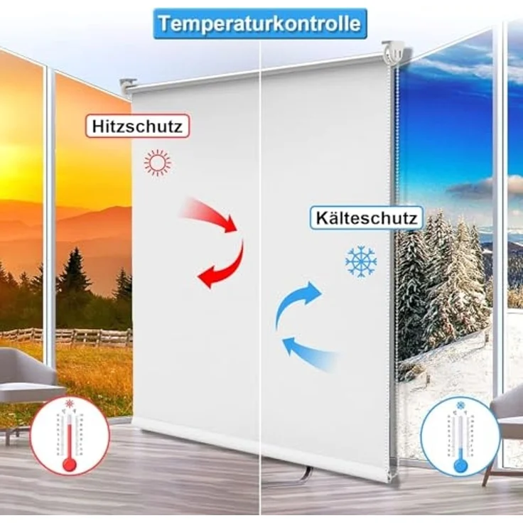 Homland Verdunklungsrollo Klemmfix ohne Bohren Thermorollo Seitenzugrollo Weiß 45x170 cm (BxH) Lichtblick Sichtschutz & Sonnenschutz, Wandmontage & Deckenmontag für Fenster und Tür – Bild 2