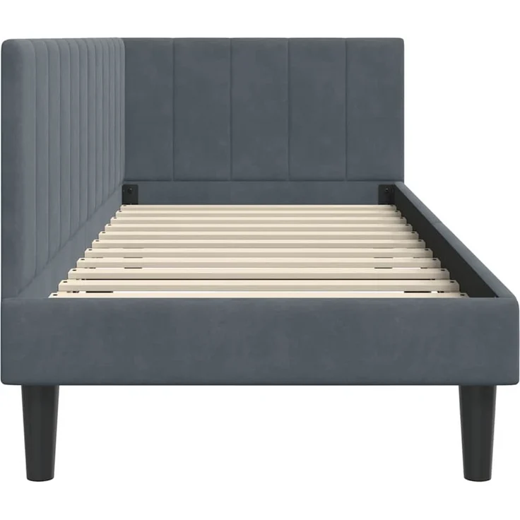 vidaXL Eckbettgestell mit Kopfteil Dunkelgrau 80 cm x 200 cm Samt 42016329 – Bild 5