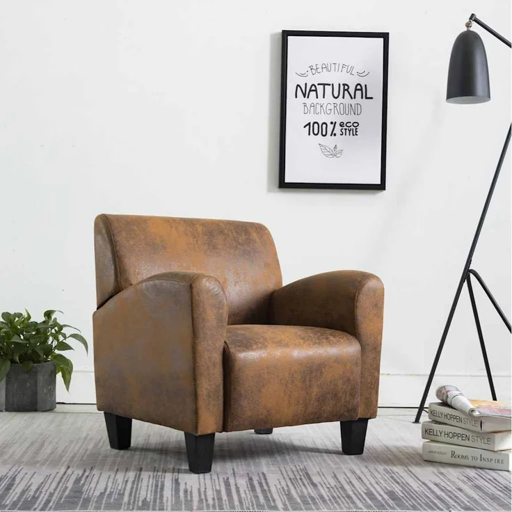 Sofasessel Relaxsessel Braun 70x69x72 cm Wildlederimitat – Bild 1