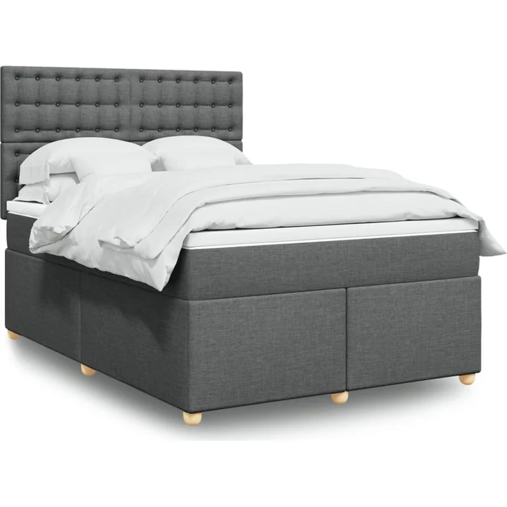 vidaXL Boxspringbett mit Matratze Dunkelgrau 140x190 cm Stoff 3293590 – Bild 1