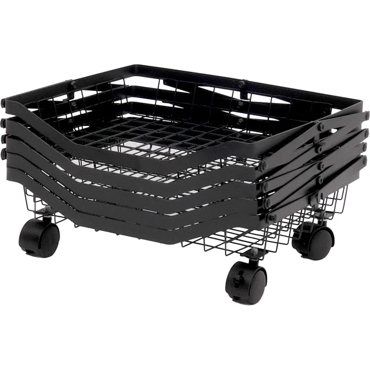 Regal HWC-N53, Küchenregal Rollregal Küchenwagen Standregal, Korb faltbar rollbar Eisen 95x39x28cm ~ schwarz – Bild 8