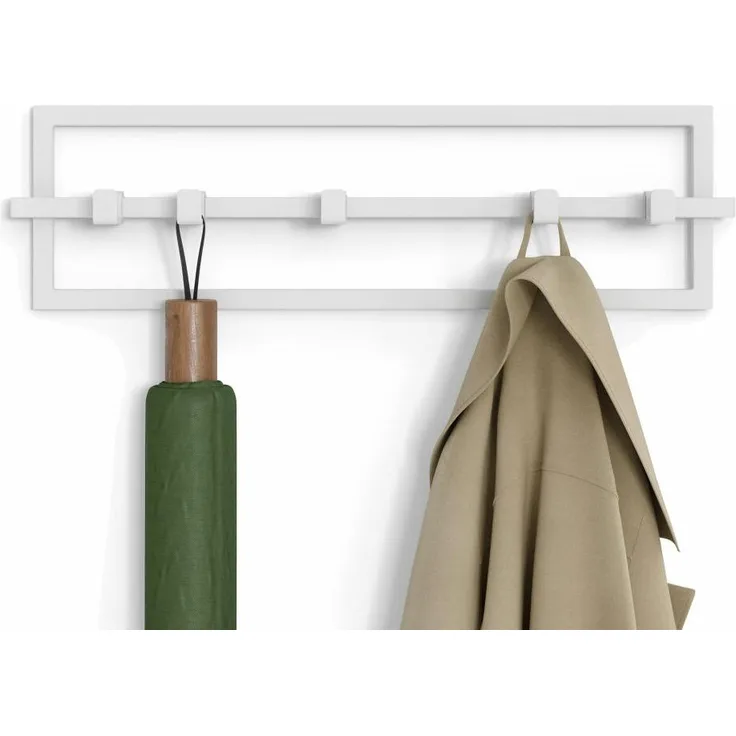 1016881-660 - CUBIKO 5 Garderobenleiste mit 5 beweglichen Haken, weiß