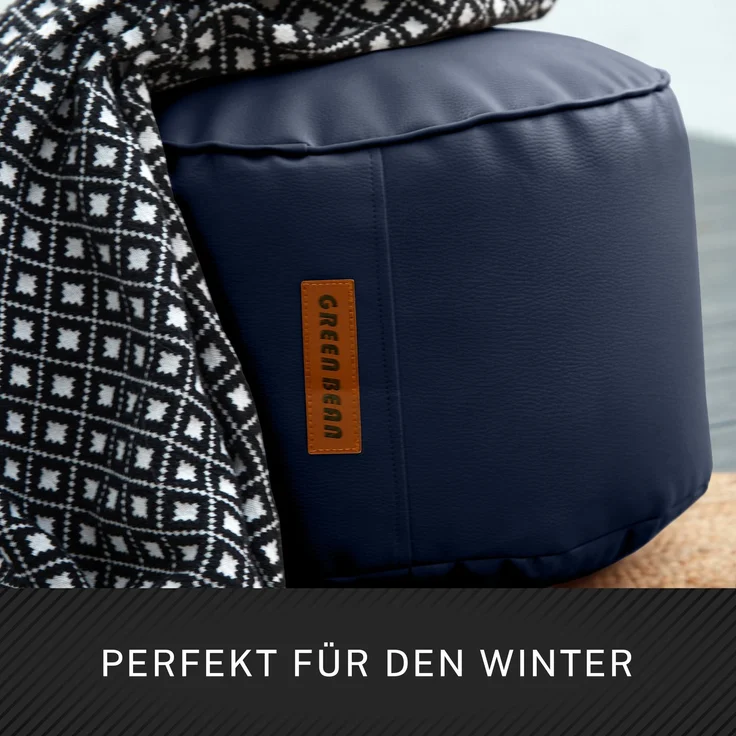 Green Bean® Sitzhocker aus Kunstleder - Pouf mit EPS Perlen Füllung - 43 x 30 cm - perfekte Ergänzung zum Sitzsack - Dunkelblau – Bild 6