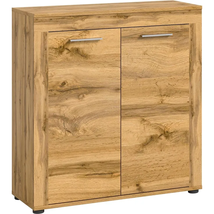 xonox. home Wohnen Jam X8BM9T20 Highboard Hochkommode Wohnzimmerschrank Hochschrank in Wotan Eiche Melamin, ca. B/H/T: 80 x 88 x 35 cm
