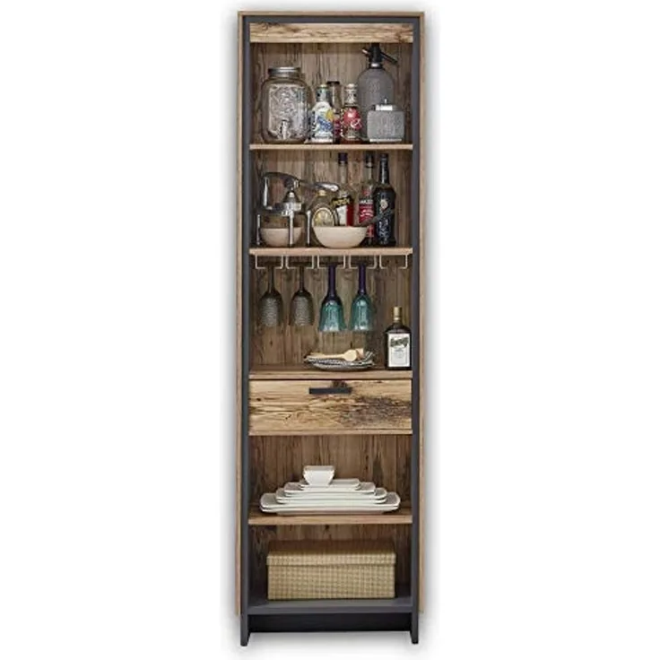 Regal PRATO 05 Alpine Lodge Nb., mit 5 offenen Fächern und 1 Schubkasten