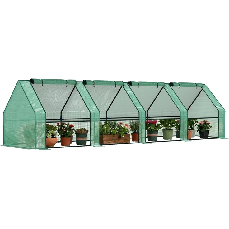 MELAYR, Mini-Gartengewächshaus, 90,5 x 25,5 x 11 cm, Grün
