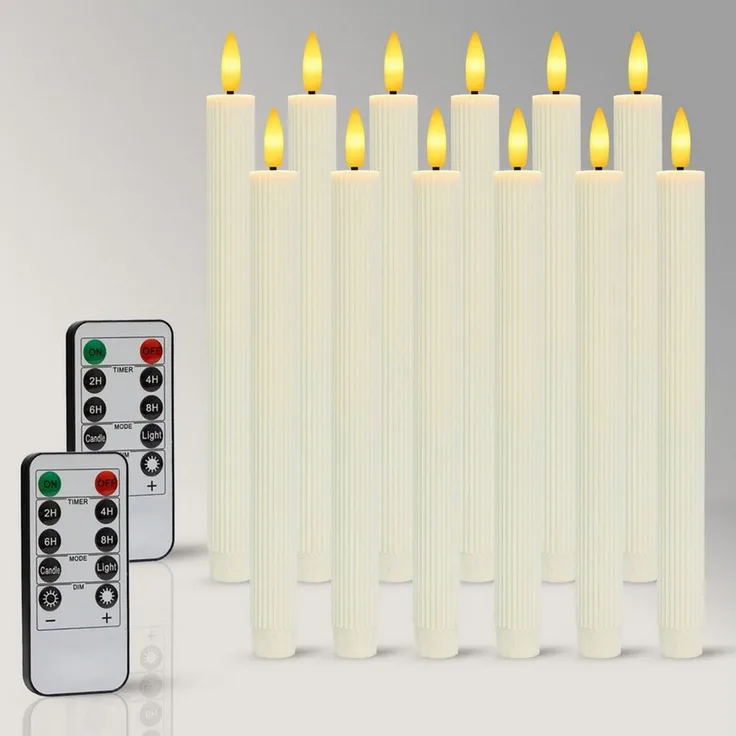 OZAVO LED-Kerze 6/12 pcs LED Stabkerzen mit Fernbedienung und 2/4/6/8-Stunden Timer, für Hochzeiten, Partys,Festivals