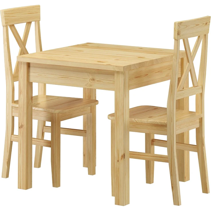 Essgruppe Klassisch mit Tisch und 2 Stühle Kiefer natur Massivholz 90.70-50 A -Set 23 – Bild 2