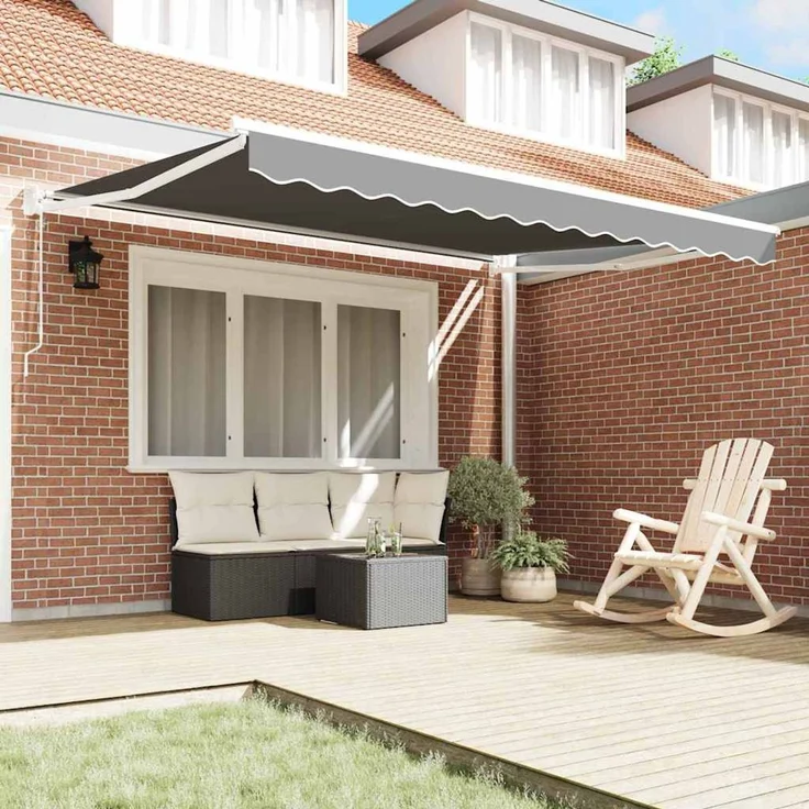 Ausziehbarer Sonnenschirmrahmen, Markise Weiß 350x250 cm Aluminium – Bild 3