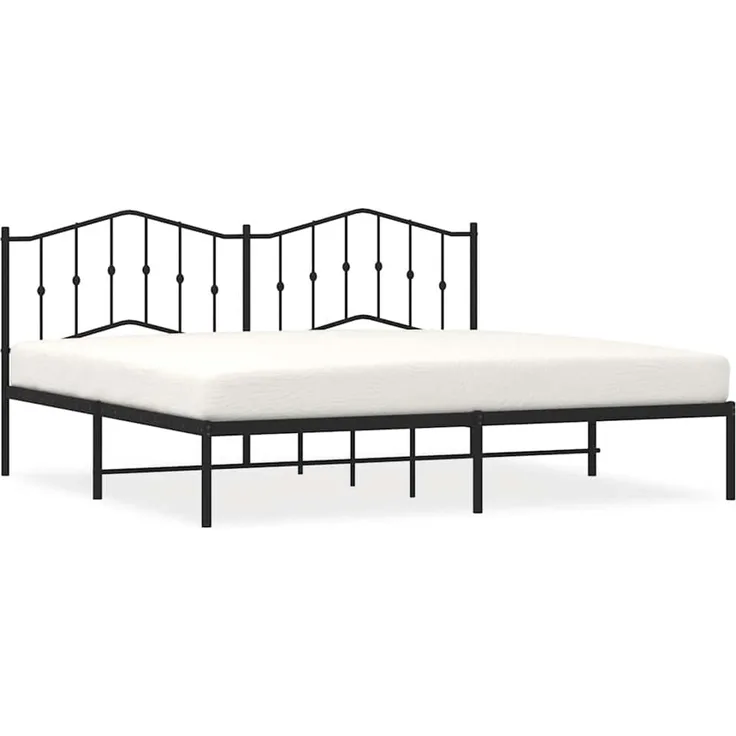 Doppelbett, Bettgestell Modernen mit Kopfteil Metall Schwarz 193x203 cm d622e
