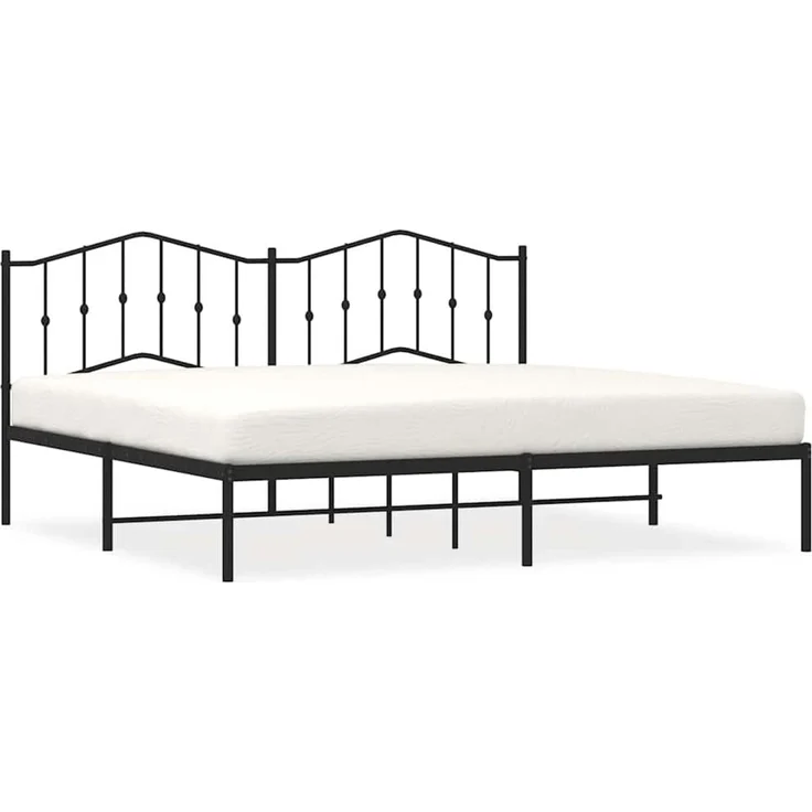 Doppelbett, Bettgestell Modernen mit Kopfteil Metall Schwarz 193x203 cm d622e – Bild 1