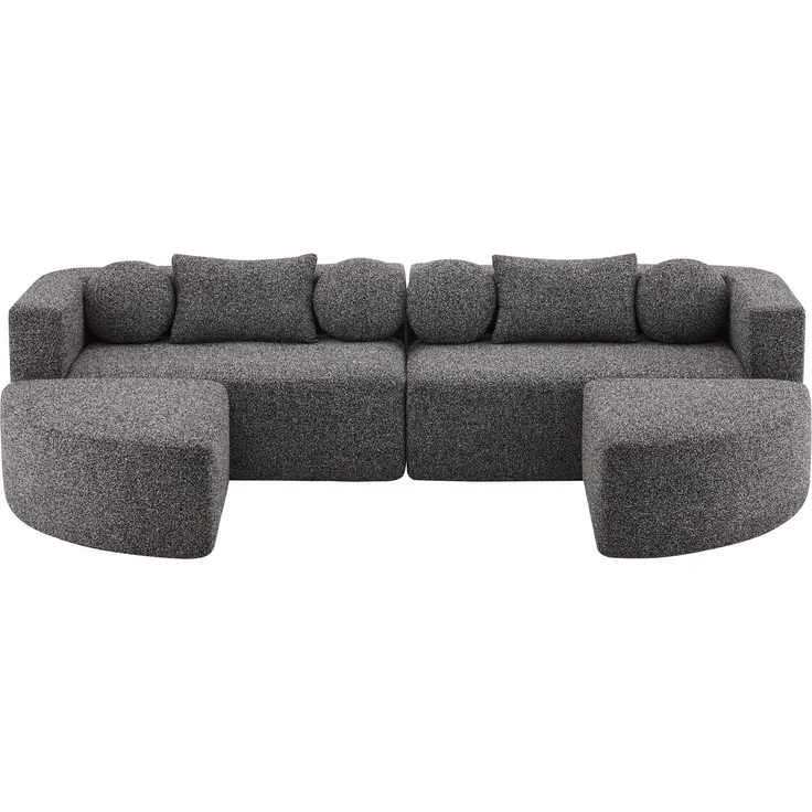 ZUBALIYA Modulares Sofa mit Chenille - Bezug, mit breiten Armlehnen, modular aufgebaut, ohne aufwendige Montage, Schwarz – Bild 13