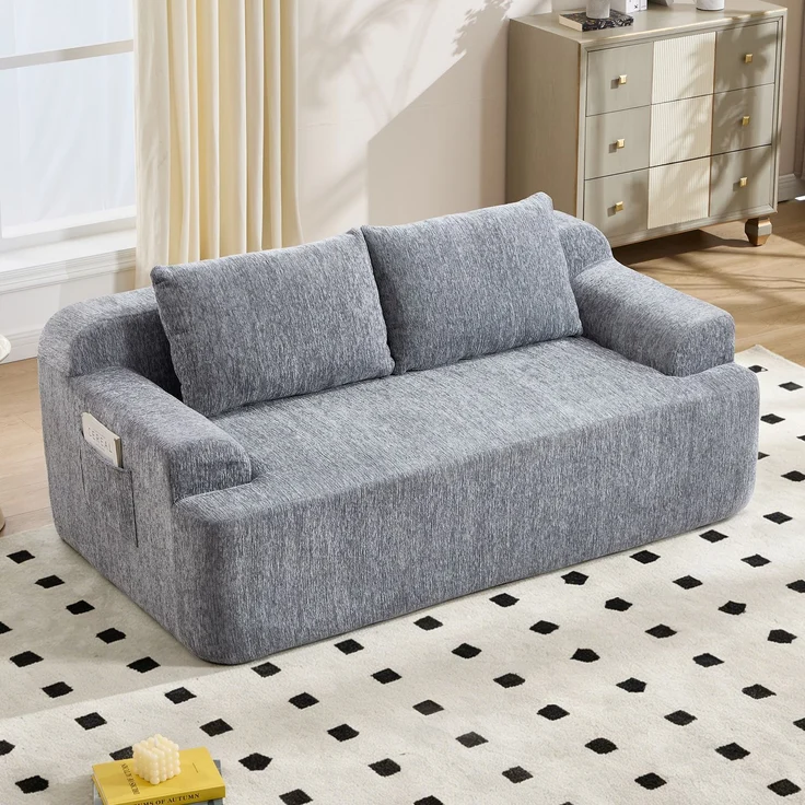ZUBALIYA SchlafSofa mit Cordbezug, mit Schaumstoffpolsterung, ohne aufwendige Montage, für Wohnzimmer und Apartments – Bild 1