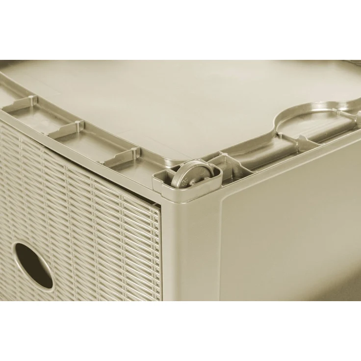 Kreher Rollcontainer mit 4 Schubladen im Rattan Design (Kaschmir Beige), (1 St) – Bild 3