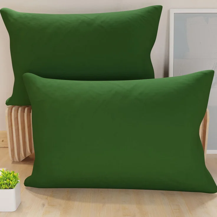 PETTI Artigiani Italiani - 2er-Set Kissenbezüge 60x40 cm aus Mikrofaser, Dekokissen-Bezüge für Schlafzimmer und Sofa, Set mit 2 Kissenhüllen, Einfarbiger Kissenbezug Olivgrün