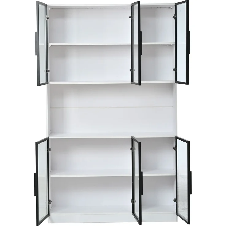 Vitrine 120x34x200 cm in Weiß mit Glastüren und App-gesteuerter LED-Beleuchtung – Bild 7